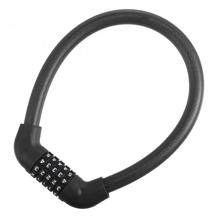 X AUTOHAUX 自転車ケーブルロック リセット可能な組み合わせ 安全 携帯性 5桁 71cmx17mm 黒