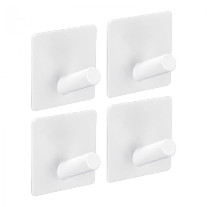 uxcell 自己接着フック 304ステンレス鋼 粘着フック ウォールハンガー ハンガータオル キッチンツール用 ホワイト 4個