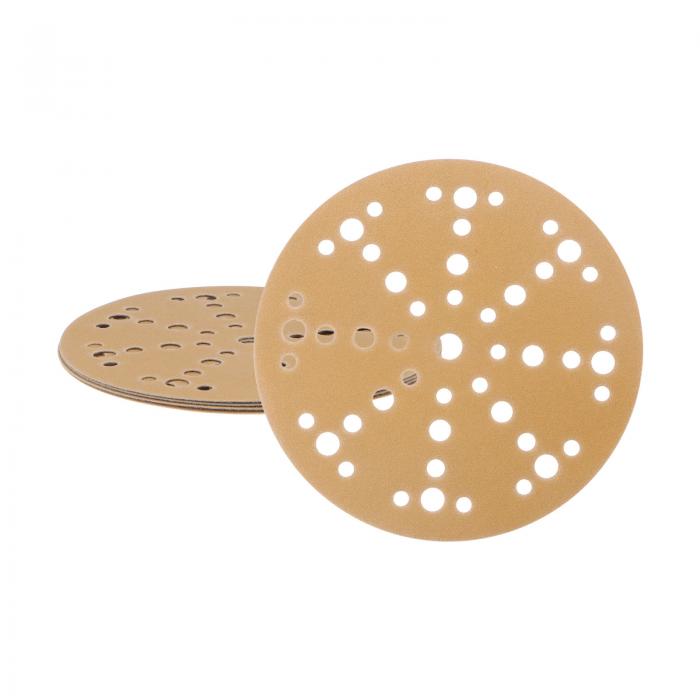 uxcell サンドペーパー サンドペーパーディスク ループパッド 240グリット 酸化アルミニウム研磨剤 フックとループ 49穴 150mm 5枚入り