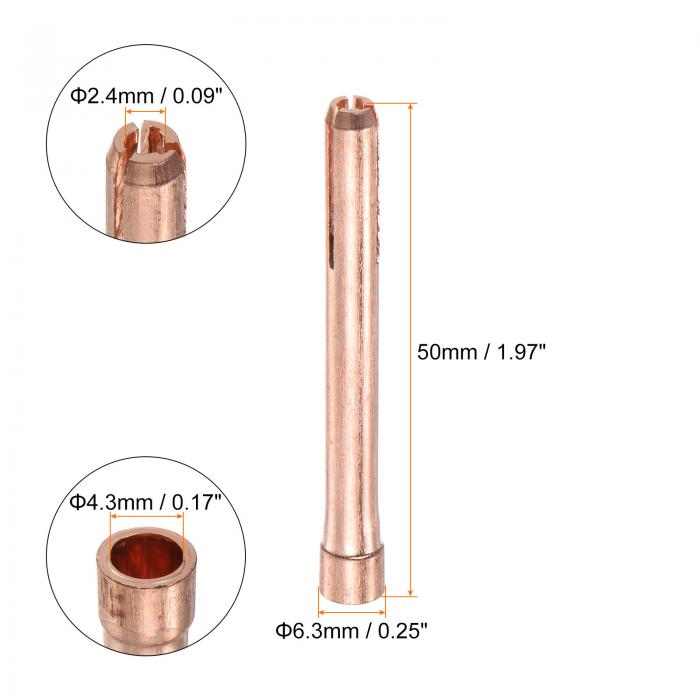 uxcell TIGコレット 2.4x50mmスタビーコレットタングステン電極 コレットチップ代替品 TIG溶接トーチシリーズ用 5個入り 3