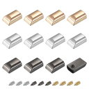 uxcell メタルジッパーストッパー 9.5 mm 長方形ジッパーテールクリッププラグヘッド DIY装飾用レザークラフトハードウェア クロム ゴールデン メタ...