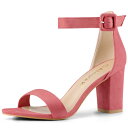 Allegra K アンクルストラップ サンダル バックル ハイヒール チャンキーヒール レディース スイカ レッド 25.0cm