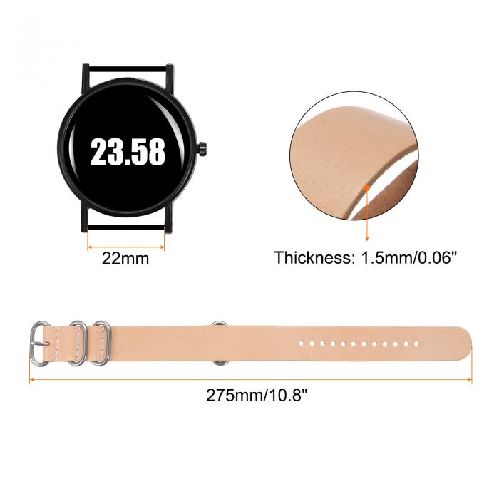 uxcell 22mmクイックリリースソフト交換用ウォッチストラップ シルバーステンレススチールメタル5リングバックル付き 男性用女性用サンディータン 本物のレザーウォッチバンド