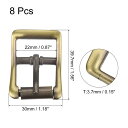 uxcell メタルローラーバックル 22 mm シングルプロングベルトバックル 正方形 センターバーバックル レザークラフトアクセサリー用 ブロンズ 8個