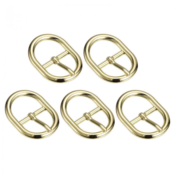 uxcell メタルローラーバックル 25 mm シングルプロングベルトバックル オーバル センターバーバックル レザークラフトアクセサリー用 ゴールド 5個
