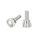 uxcell ローレットつまみねじ M4x10 mm 真鍮 ショルダーボルト グリップノブファスナー ニッケルメッキ 2個
