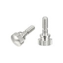 uxcell ローレットつまみねじ M4x12 mm 真鍮 スロットスレッド ショルダーボルト グリップノブファスナー ニッケルメッキ 2個