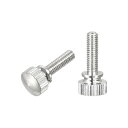 uxcell ローレットつまみねじ M4x14 mm 真鍮 ショルダーボルト グリップノブファスナー ニッケルメッキ 2個