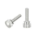 uxcell ローレットつまみねじ M4x16 mm 真鍮 ショルダーボルト グリップノブファスナー ニッケルメッキ 2個