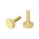 uxcell ローレットつまみねじ M4x16 mm フラットブラスボルト グリップノブファスナー PC 電子 機械用 2個