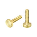 uxcell ローレットつまみねじ M6x25 mm フラットブラスボルト グリップノブファスナー PC 電子 機械用 2個