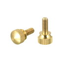 uxcell ローレットつまみねじ M4x10 mm 真鍮ショルダーボルト 階段状グリップノブファスナー PC 電子 機械用 2個
