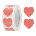 uxcell ハート型ステッカー ピンク 25mm粘着式ラブラベル ハートの飾り 封筒バレンタインデー結婚披露宴用 500個入り