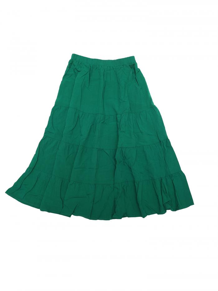 Allegra K ロングスカート レデース プリツスカート Aライン ハイウェスト フレアスカート 無地 春夏 グリーン XS