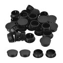 uxcell プラスチックホールプラグ 29.8 mm フラッシュタイプ パネルラウンドスナップインファスナー ノックアウトロッキングプラグ 家具インサートエンドキャップパネル用 ブラック 36個