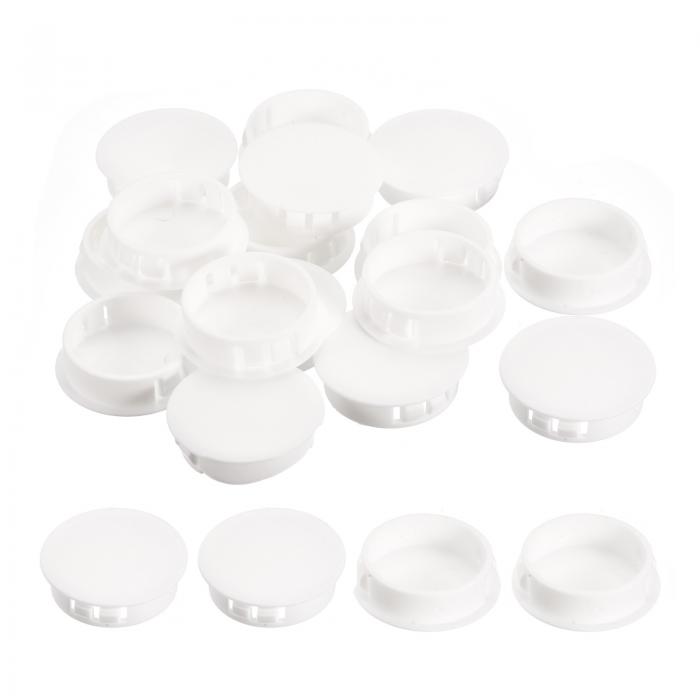 uxcell プラスチックホールプラグ 34.5 mm フラッシュタイプ パネルラウンドスナップインファスナー ノックアウトロッキングプラグ 家具インサートエンドキャップパネル用 ホワイト 26個
