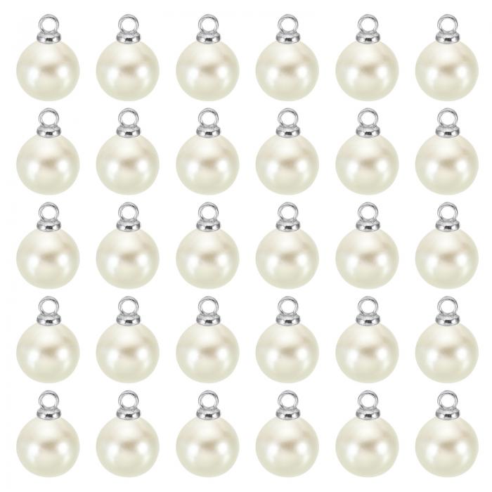 PATIKIL 8 mm パール装飾 100個 パールビーズ フェイクパール ペンダント装飾 美しい DIY 宝石製作 ブレスレット イヤリング ネックレス ウェディング クラフト用 シルバー ベージュ