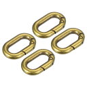uxcell バネオーバルリング バネクリップ トリガーバネキーリング 丸い バックル 財布用 キーチェン用 ブラスカラー 長さ25mm 4個入