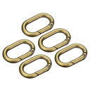 uxcell バネオーバルリング バネクリップ トリガーバネキーリング 丸い バックル 財布用 キーチェン用 ブラスカラー 長さ34.5mm 5個入