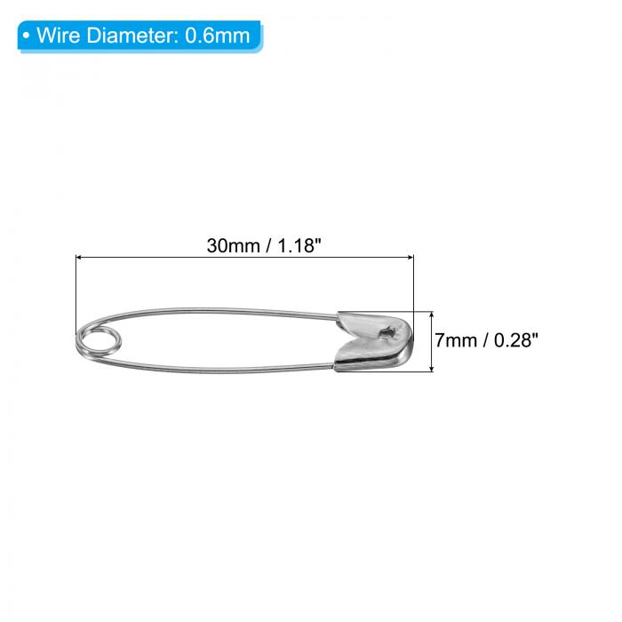 uxcell 安全ピン 30 mm ニッケルメッキ スモール 裁縫ピン ブランケット スカート 工芸品 ブローチ作り用 シルバートーン 400個 3