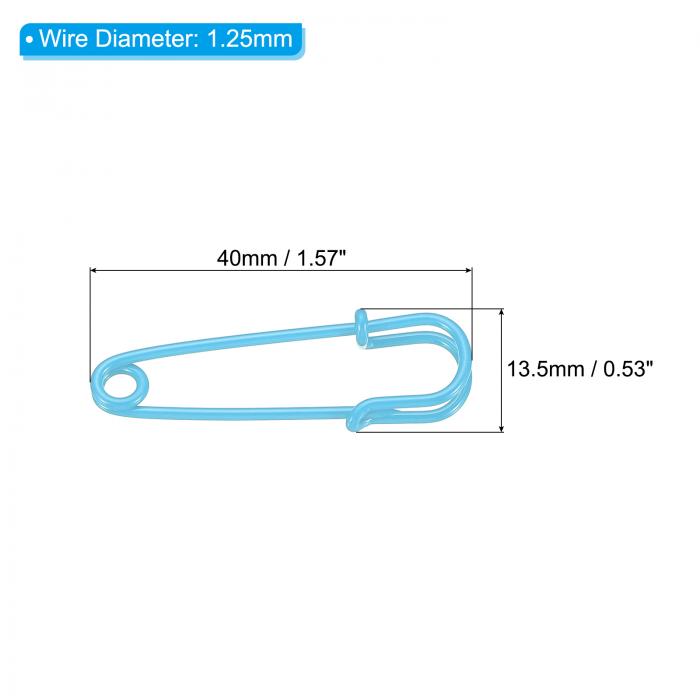 uxcell 安全ピン 40 mm 大型 金属 裁縫ピン ブランケット スカート 工芸品 ブローチ作り用 スカイブルー 24個 3