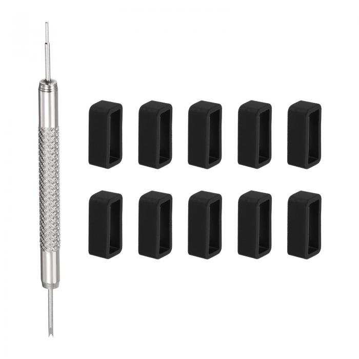 uxcell 時計ストラップループ 時計バンドループ ウォッチストラップループ 時計バンド修理用ばね棒付き ラバー 16mm ブラック 10個