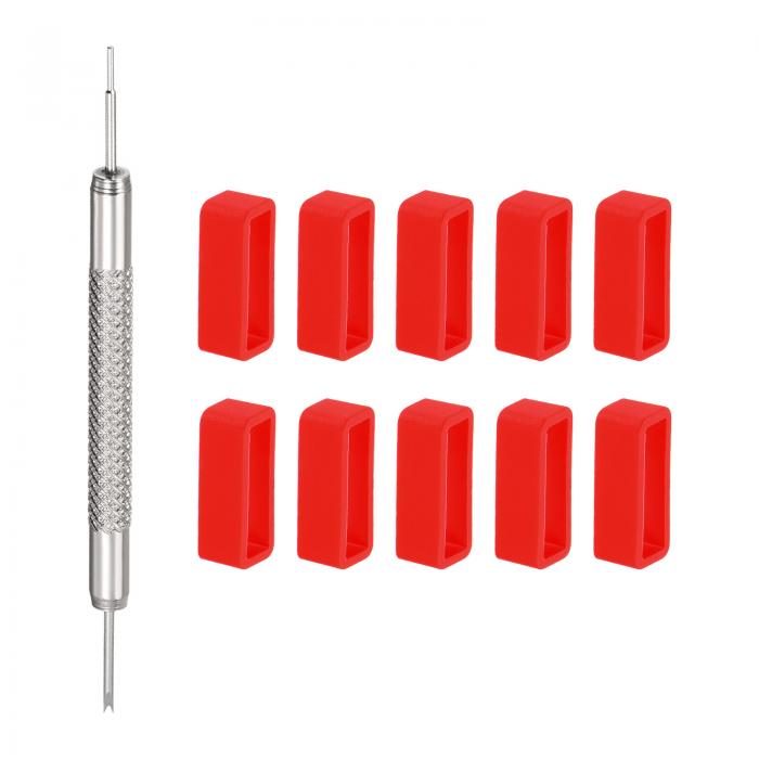uxcell ウォッチストラップループ ファスナーリング 時計ベルトループ 時計バンド修理用ばね棒付き ラバー 20mm レッド 10個