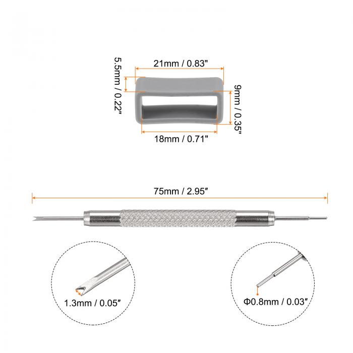 uxcell 時計バンドループ ファスナーリング ウォッチバンドホルダー 時計バンド修理用ばね棒付き ラバー 18mm グレー 10個