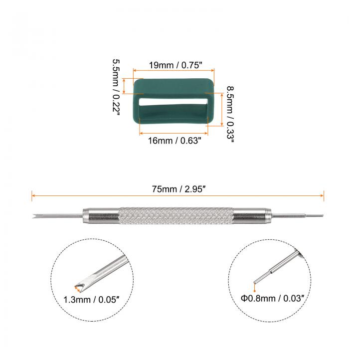 uxcell 時計バンドループ ファスナーリング 時計ベルトループ 時計バンド修理用ばね棒付き ラバー 16mm ダークグリーン 10個 3