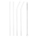 uxcell ストロー ガラスストロー 再利用可能 トラベルタンブラー交換用 ストロー長さ200 mm 幅6 mm クリーニングブラシ付き フローズンタピオカド...