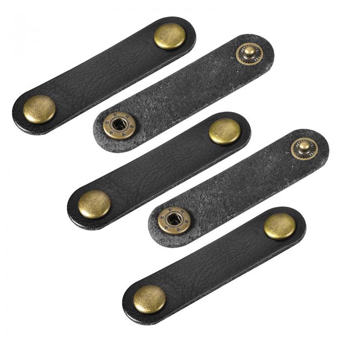 uxcell ケーブルオーガナイザー コートオーガナイザー レザーケーブルタイ イヤホンコード整理 配線収納 63x16mm ローズレッドブラック 5本入り