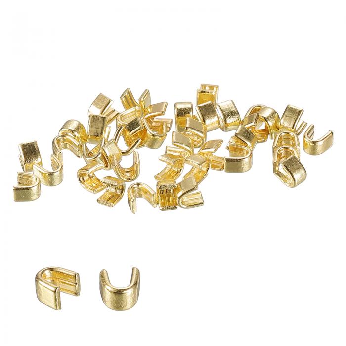 uxcell ジッパースライダーリテーナー #3 U型トップストッパー バッグコートジャケット用 クローズドエンドジッパーの交換 ゴールドトーン 40個入り