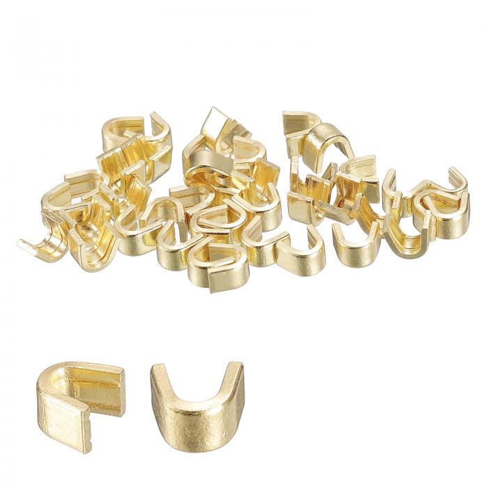 uxcell ジッパースライダーリテーナー #8 U型トップストッパー バッグコートジャケット用 クローズドエンドジッパーの交換 ライトゴールデン 40個入り