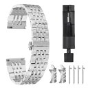 uxcell 21mmのステンレススチールウォッチバンドダブルプレスバタフライ クラ スプメタルソリッドスチールチェーンウォッチストラップ交換用湾曲エンドスマー...