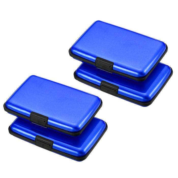 PATIKIL アルミニウム 財布クレジットカードホルダー 4個 6スロット 男性 女性 RFID金属ボックス 硬質プロテクターケース 名刺IDカード用 ブルー
