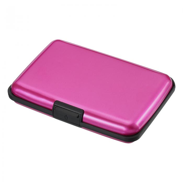 PATIKIL アルミニウム 財布クレジットカードホルダー 6スロット 男性 女性 RFIDブロッキング金属ボックス 硬質プロテクターケース 名刺IDカード用 ピンク