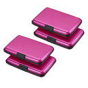 PATIKIL アルミニウム 財布クレジットカードホルダー 4個 6スロット 男性 女性 RFIDブロッキング金属ボックス 硬質プロテクターケース 名刺IDカード用 ピンク