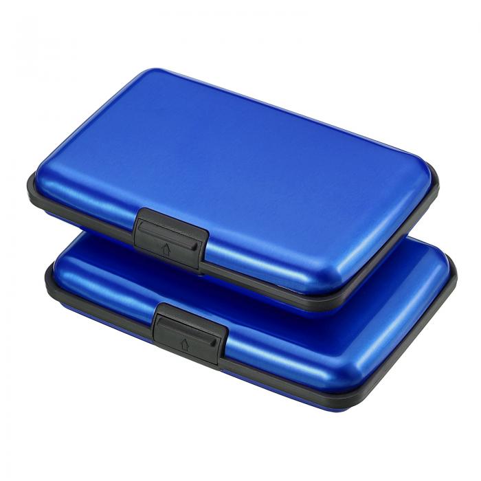 PATIKIL アルミニウム 財布クレジットカードホルダー 2個 6スロット 男性 女性 RFIDブロッキング金属ボックス 硬質プロテクターケース 名刺IDカード用 ブルー