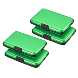 PATIKIL アルミニウム 財布クレジットカードホルダー 4個 6スロット 男性 女性 RFIDブロッキング金属ボックス 硬質プロテクターケース 名刺IDカード用 グリーン