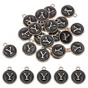 uxcell アルファベットY文字チャ ーム 両面エナメルイニシャルアルファベットペンダント 黒 ネックレス ブレスレット イヤリング作りに適した20個入り