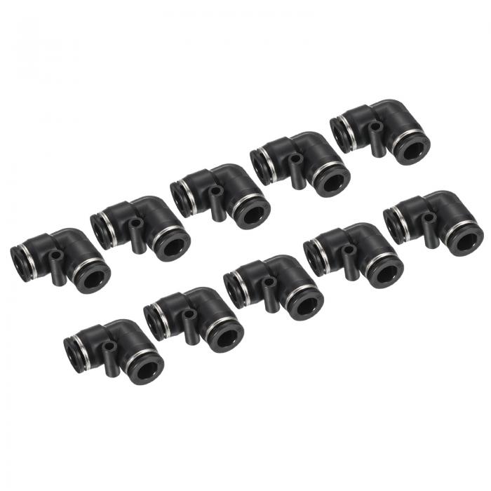PATIKIL 9.5 mm プッシュエアライン継手接続 10個 エルボー 空気圧クイックコネクト継手 ブラック