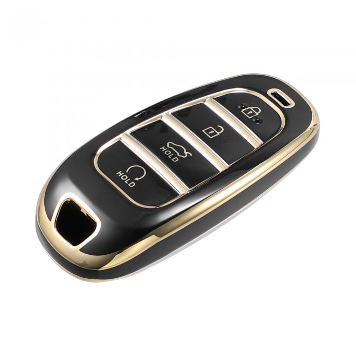 ACROPIX キーフォブカバー キーレスエントリーリモコンカバー 4ボタン TPU Hyundaiに対応 Tucsonに対応 ブラック 1個