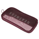 PATIKIL 22 x 12 x 2cm 網目洗面用品袋 メッシュジッパーポーチ 携帯性 家庭旅行用品用 ダークレッド