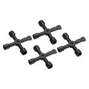 PATIKIL 多機能 ユニバーサル 十字キー 4個 亜鉛合金 4方向 ガス 水道メーター キーレンチ 電気キャビネット用 配管バルブ用 ブラック