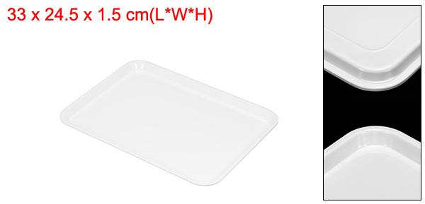 PATIKIL 33x24.5cm ファストフードトレイ プラスチック 多目的 長方形 サービング トレイ レストラン ホーム キッチン用 ホワイト