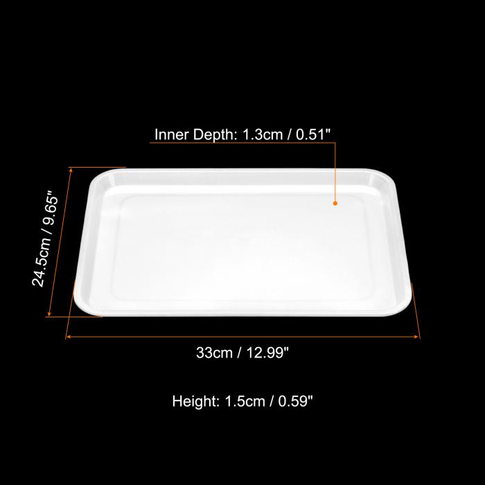 PATIKIL 33x24.5cm ファストフードトレイ プラスチック 多目的 長方形 サービング トレイ レストラン ホーム キッチン用 ホワイト