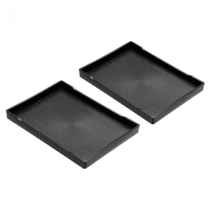 PATIKIL 21.5x15.5cm ファストフードトレイ 2個 プラスチック 多目的 長方形 サービング トレイ レストラン ホーム キッチン用 ブラック