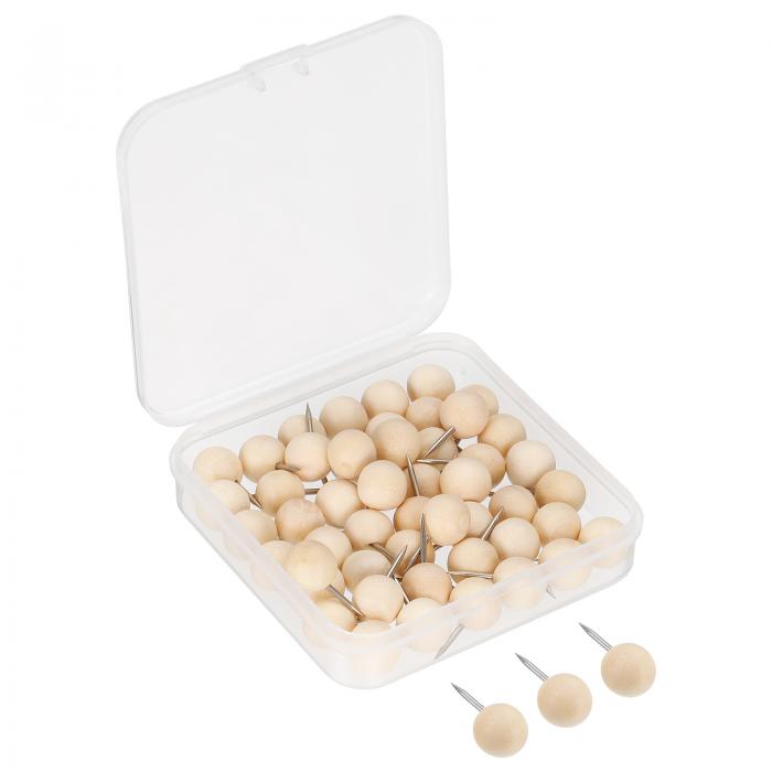 PATIKIL 木製押しピン 100個 クルミ 画鋲 飾り 木 丸頭 鋼針付き 文書 マップ 写真用 ベージュ