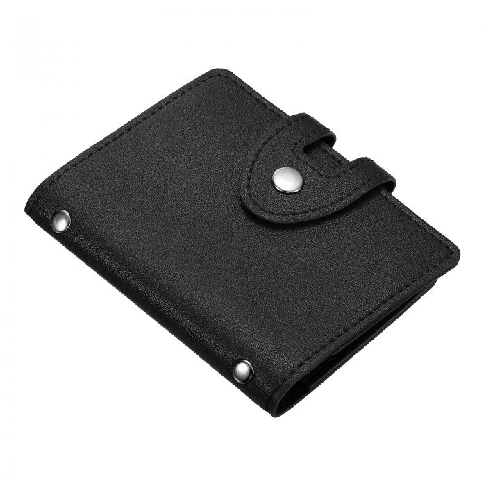 PATIKIL クレジットカードホルダー 1個 スリム ウォレット レザー 財布 名刺 収納 オーガナイザー プロテクター カードスロット30個付き ブラック