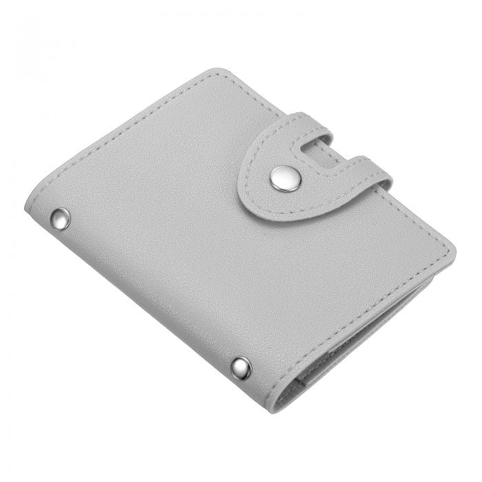PATIKIL クレジットカードホルダー 1個 スリム ウォレット レザー 財布 名刺 収納 オーガナイザー プロテクター カードスロット30個付き グレー